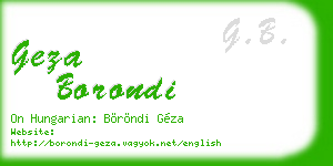 geza borondi business card