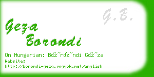 geza borondi business card